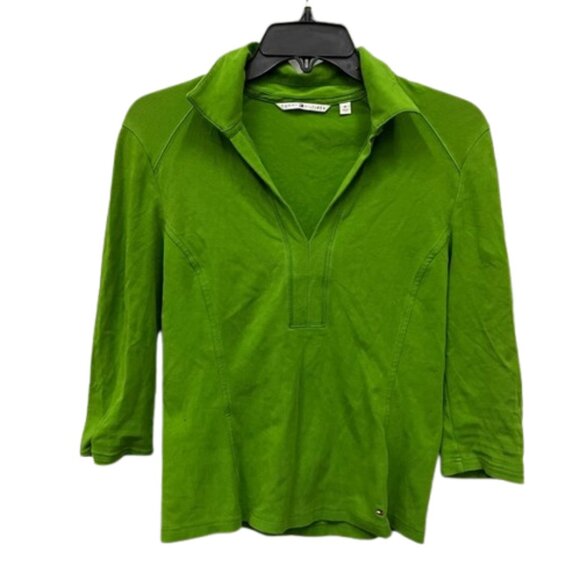 Tommy Hilfiger Green C Neck 3/4 Sleeve Blouse MEDIUM - Picture 1 of 6